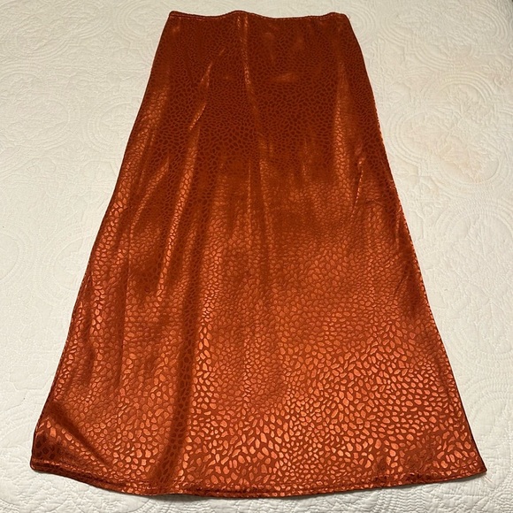 NWOT Passion Rust colored Leopard midi slip skirt Size 8 - Picture 4 of 11